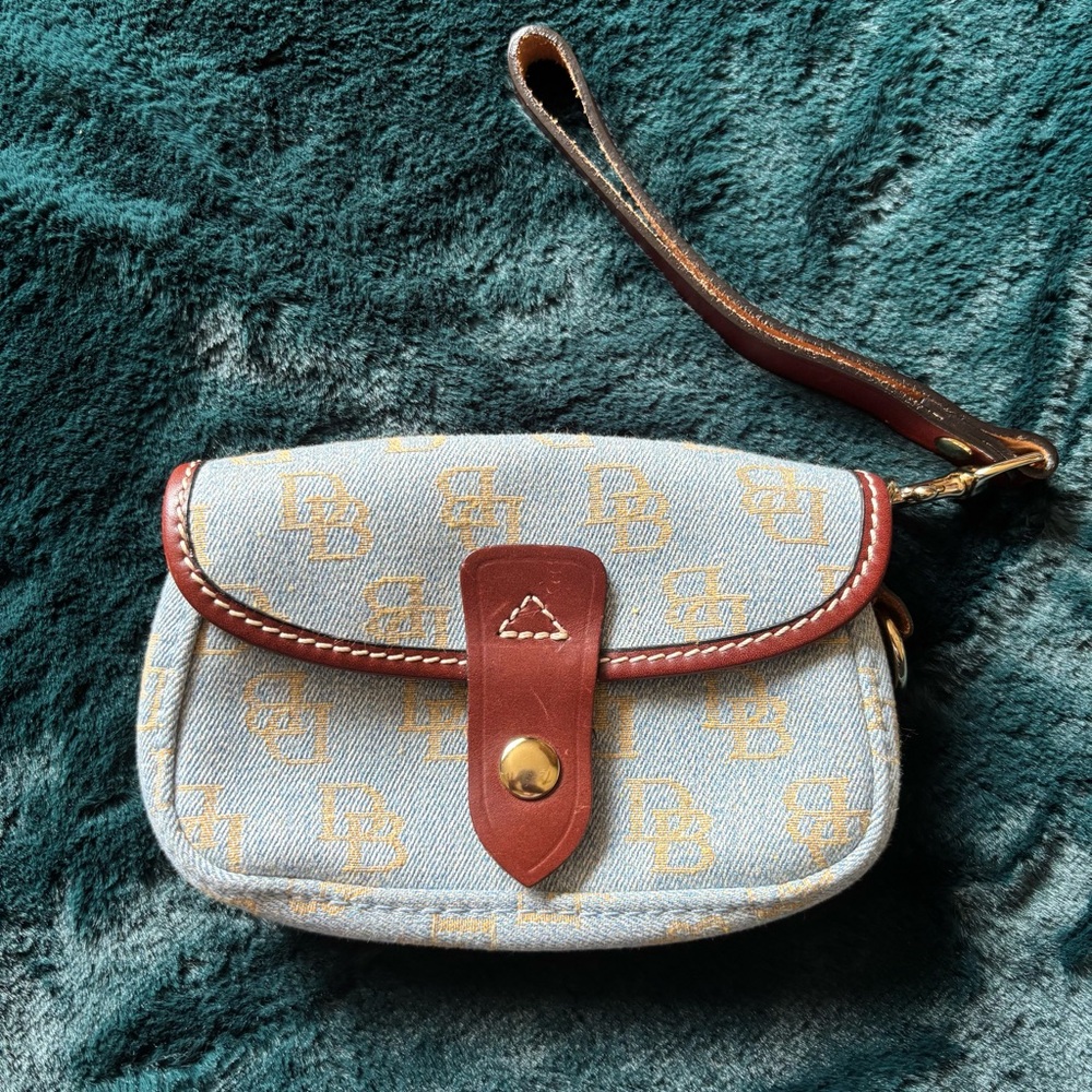 Dooney & Bourke Blue and Brown Wristlet